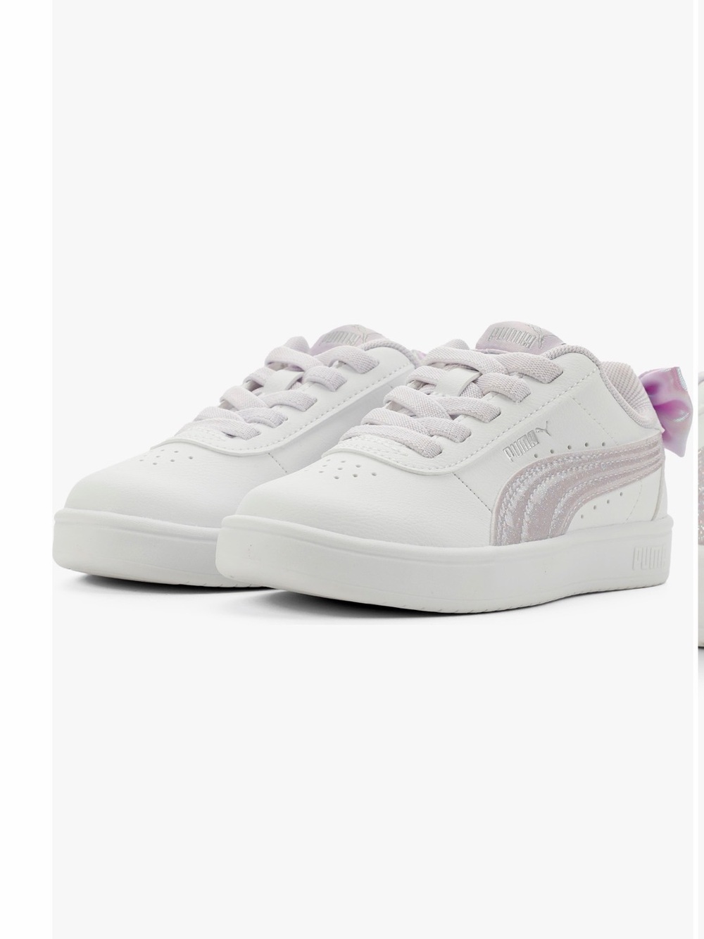 Puma Kids White Sneakers with Light Lavender Accents